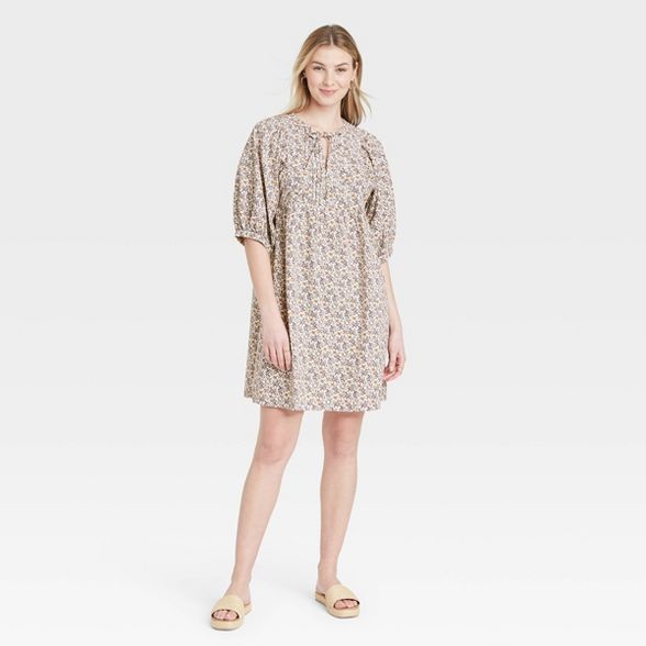 Women's Puff Elbow Sleeve Babydoll Dress - Universal Thread™ | Target