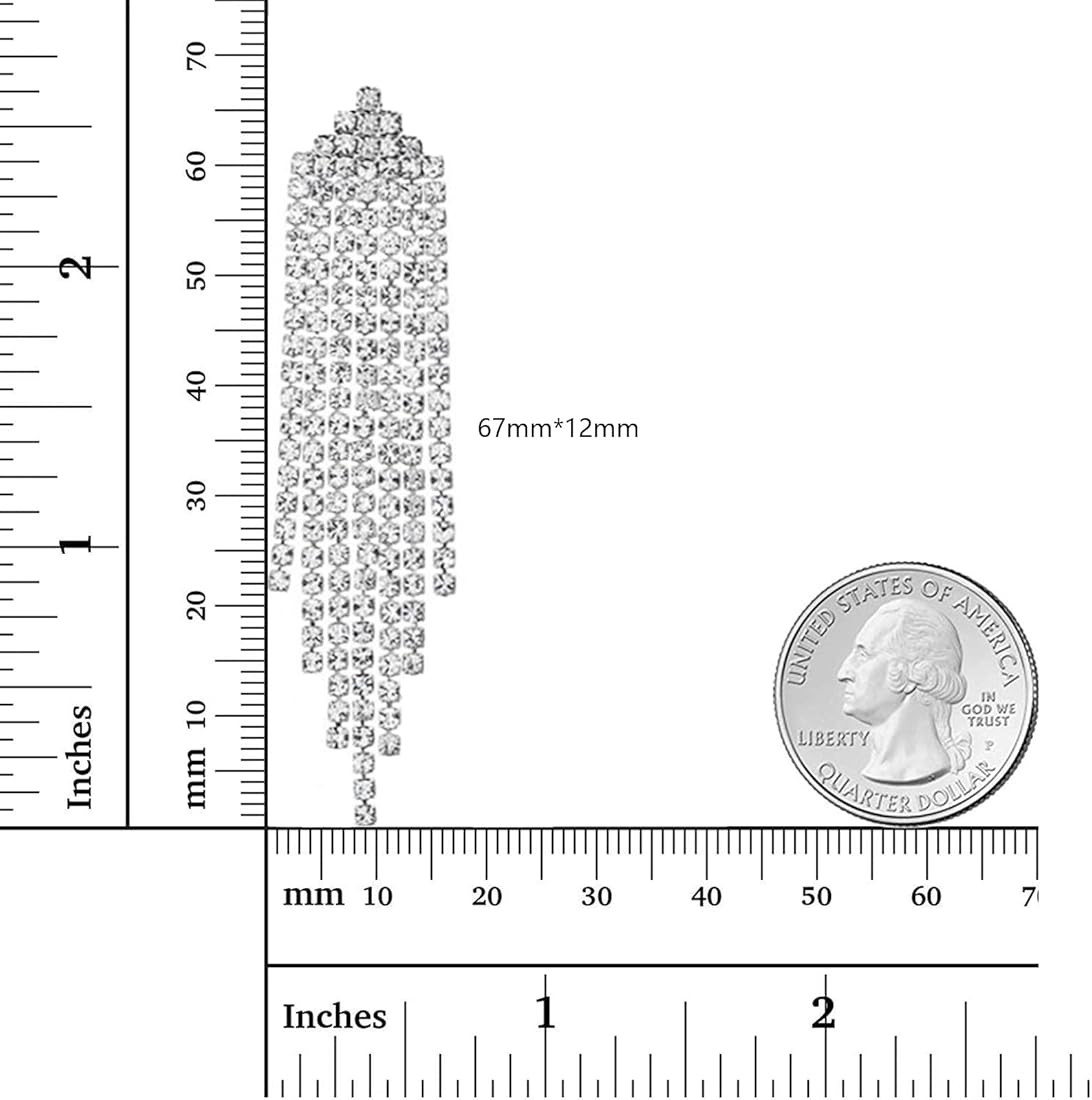 Luxval Rhinestone Earrings Dangling for Women Sparkly Silver Dangle Earrings Girls Long Chandelie... | Amazon (US)