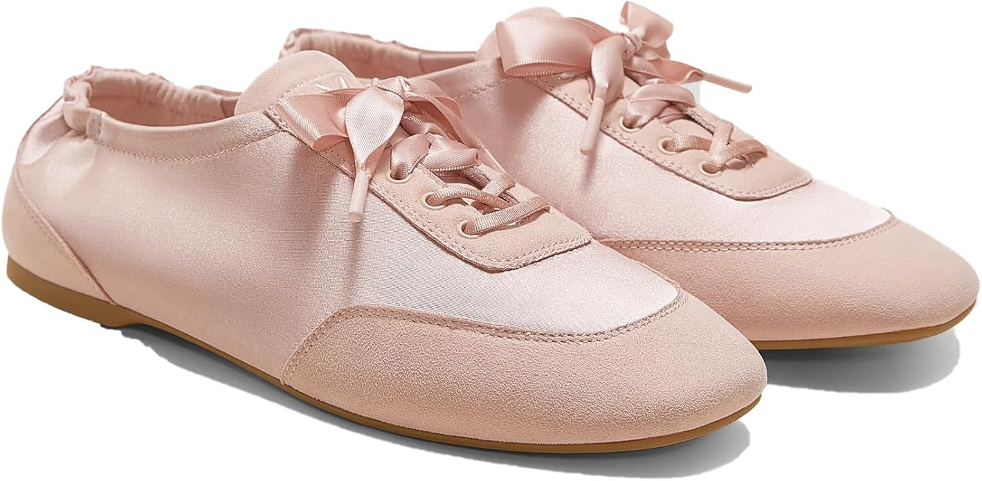 VIVIAIA Cristina Square Toe Smooth Satin Fabric Lace-Up Satin Sneakerina | Amazon (US)