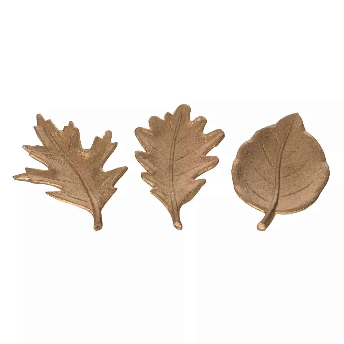 Transpac Metal Gold Leaf Decor Set of 3 Elegant Sculptures for Fall Harvest Tabletop Decoration a... | Target