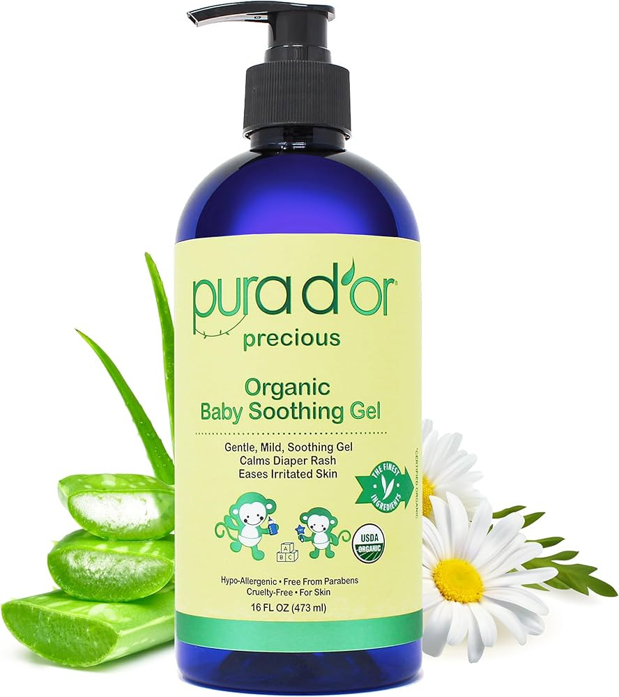 PURA D'OR 16 Oz ORGANIC Baby Soothing Gel For Sensitive Skin - Diaper Rash & Irritation Relief wi... | Amazon (US)