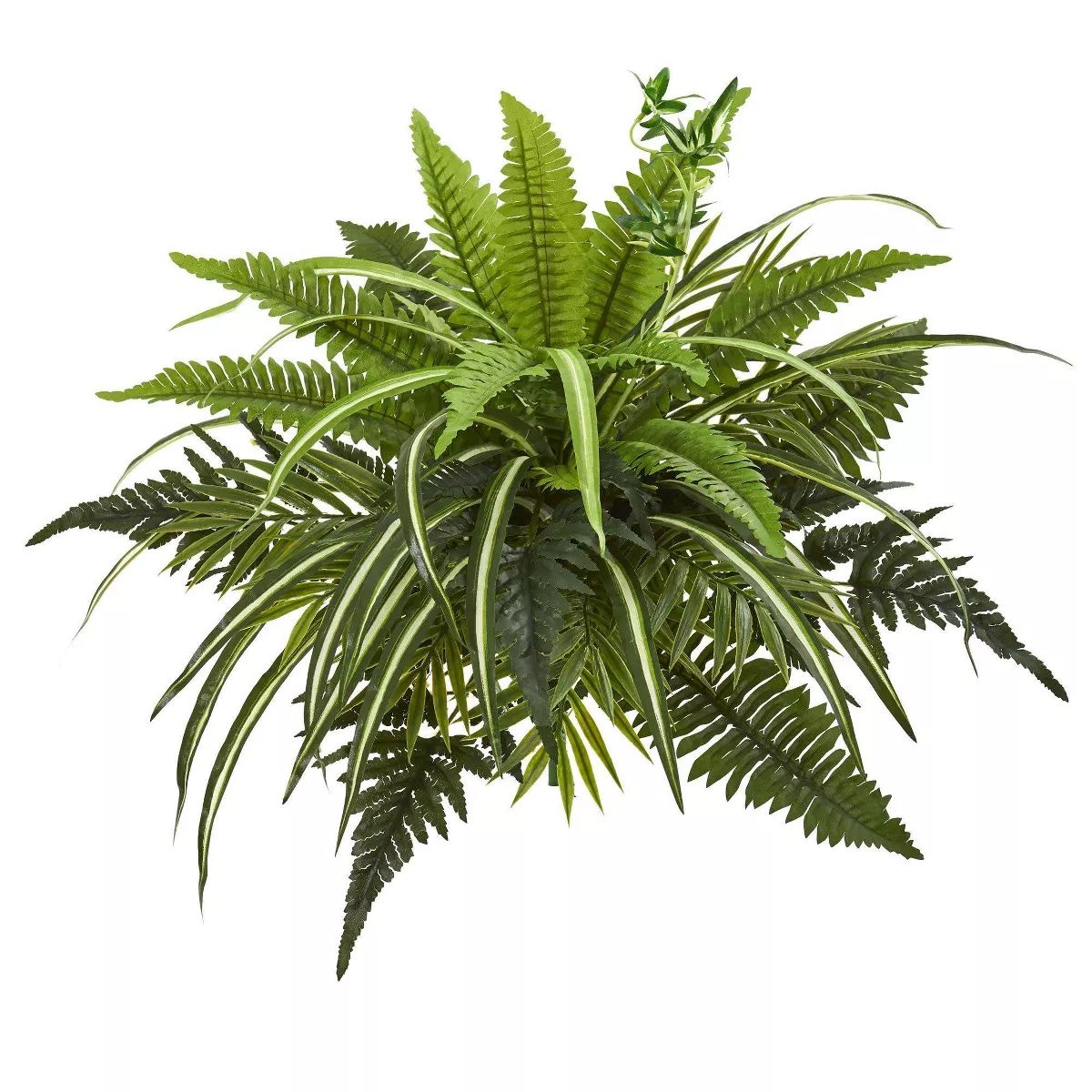 Nearly Natural 22-in Mixed Greens and Fern Artificial Bush Plant (Set of 3) | Target