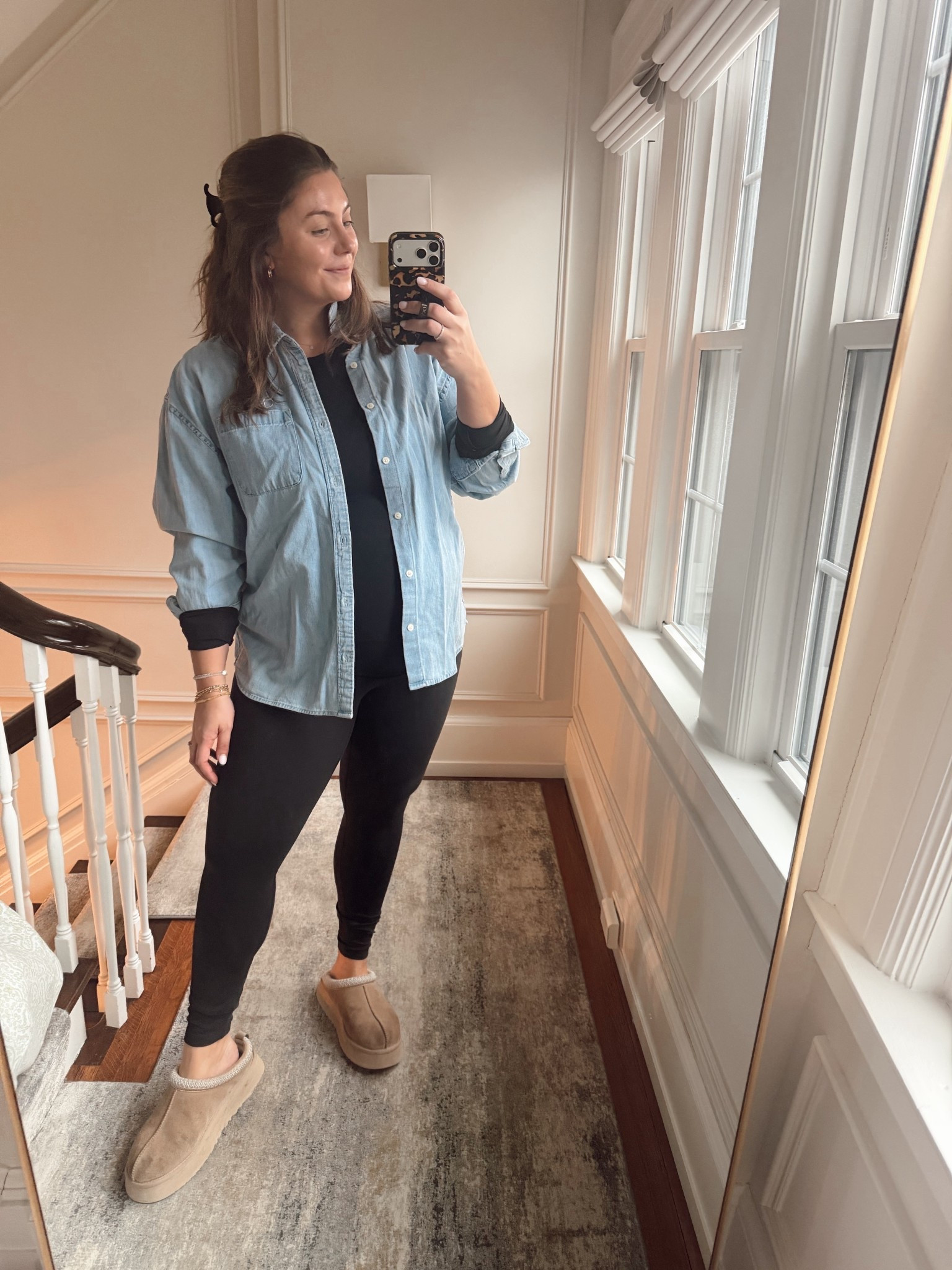 Pilates 👉 errands - wearing size XXL in button down & long sleeve, XL in leggings. 

#LTKMidsize #LTKActive #LTKBump