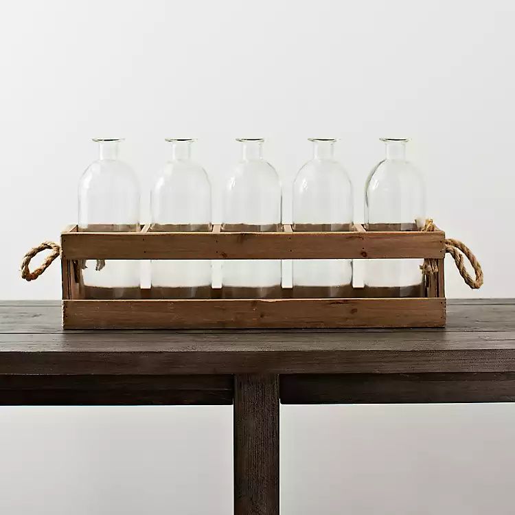 Wooden Crate and Glass Bottle Runner | Kirkland's Home