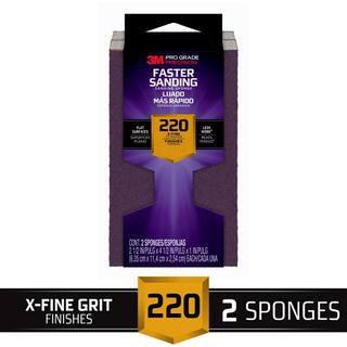 3M Pro Grade Precision 2-1/2 in. x 4-1/2 in. x 1 in. 220-Grit Extra Fine Block Sanding Sponge (2-... | The Home Depot