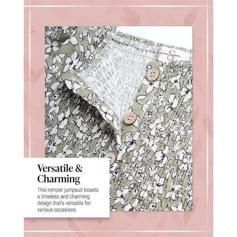 Jessica Simpson Baby Girls’ Romper - Floral Romper for Girls - Short Sleeve Outfit (12M -6X) | Walmart (US)