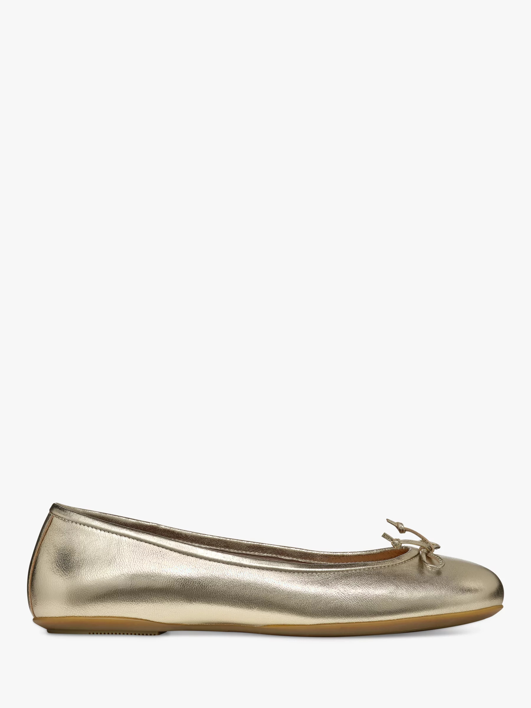 GeoxPalmaria Leather Ballerina Shoes, Gold | John Lewis (UK)