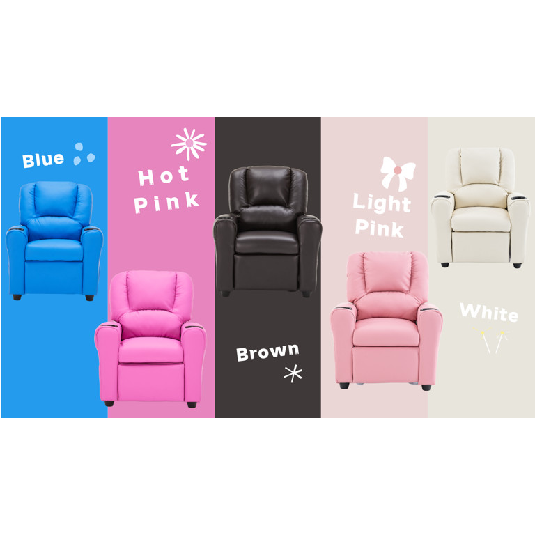 Snugway Kids Recliner Chair, Contemporary Faux Leather with 2 Cup Holders, Light Pink | Walmart (US)