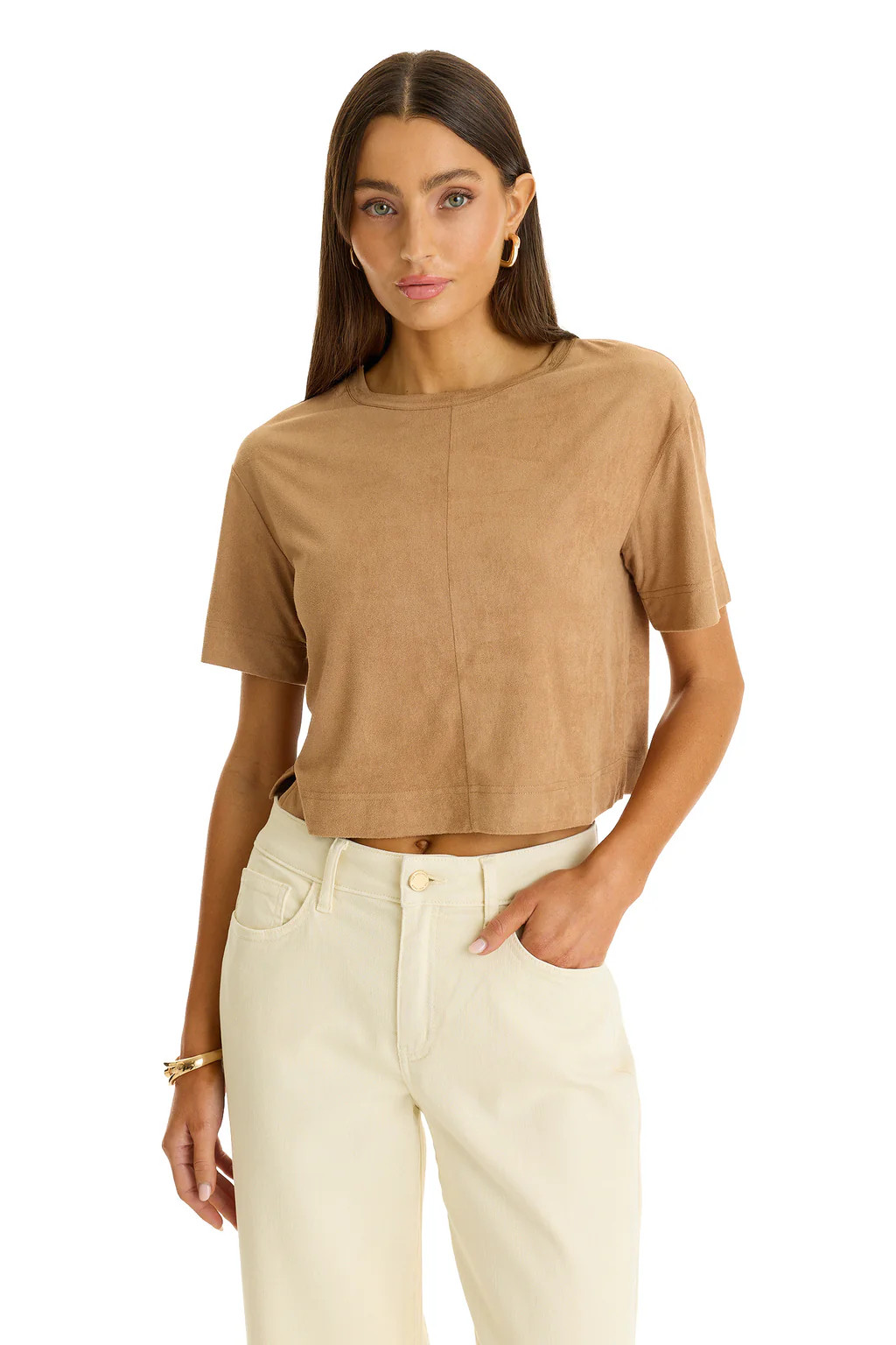 Naya Suede T-Shirt - Cafe | The Noli Shop