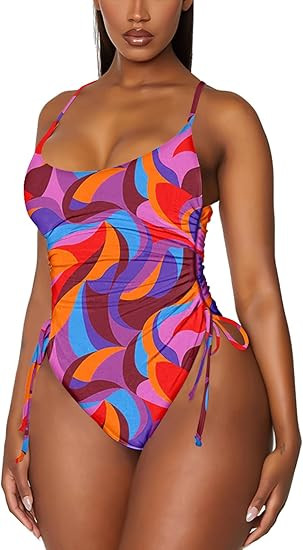 Viottiset Women's Ruched High Cut One Piece Swimsuit Tummy Control Bathing Suit Monokini | Amazon (US)