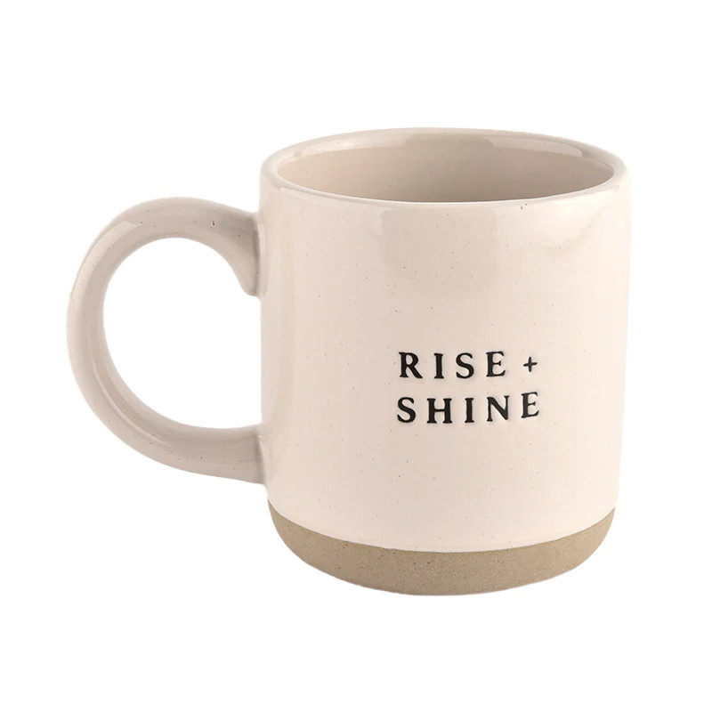 Rise + Shine - Cream Stoneware Coffee Mug - 14 oz | Abandoned Cakes
