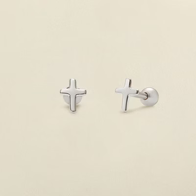 Made By Mary | Cross Stud Earrings Silver | Target