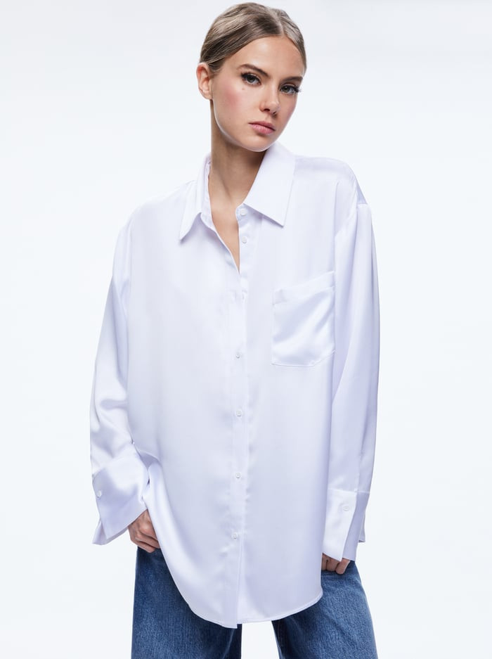 FINELY OVERSIZED BUTTON DOWN SHIRT | Alice + Olivia