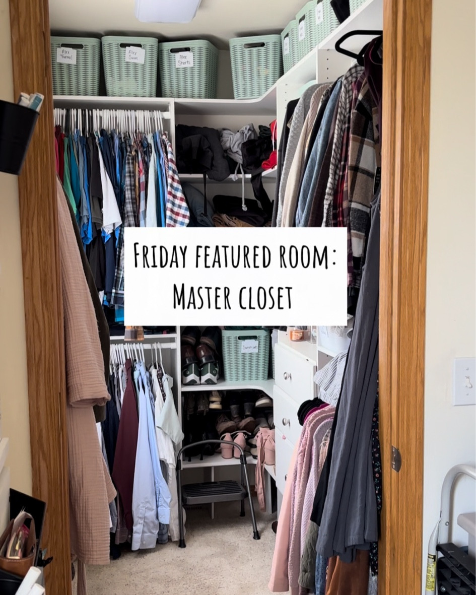Our small walk in master closet 

#LTKHome