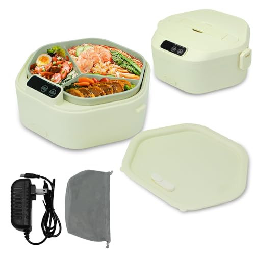 SL Nevnmoe Cordless Electric lunch box, Battery Powered Heated Lunch Box，Food Heate 1L Adjustable heating time Comes three compartments Used for trucks, camping, offices | Amazon (US)