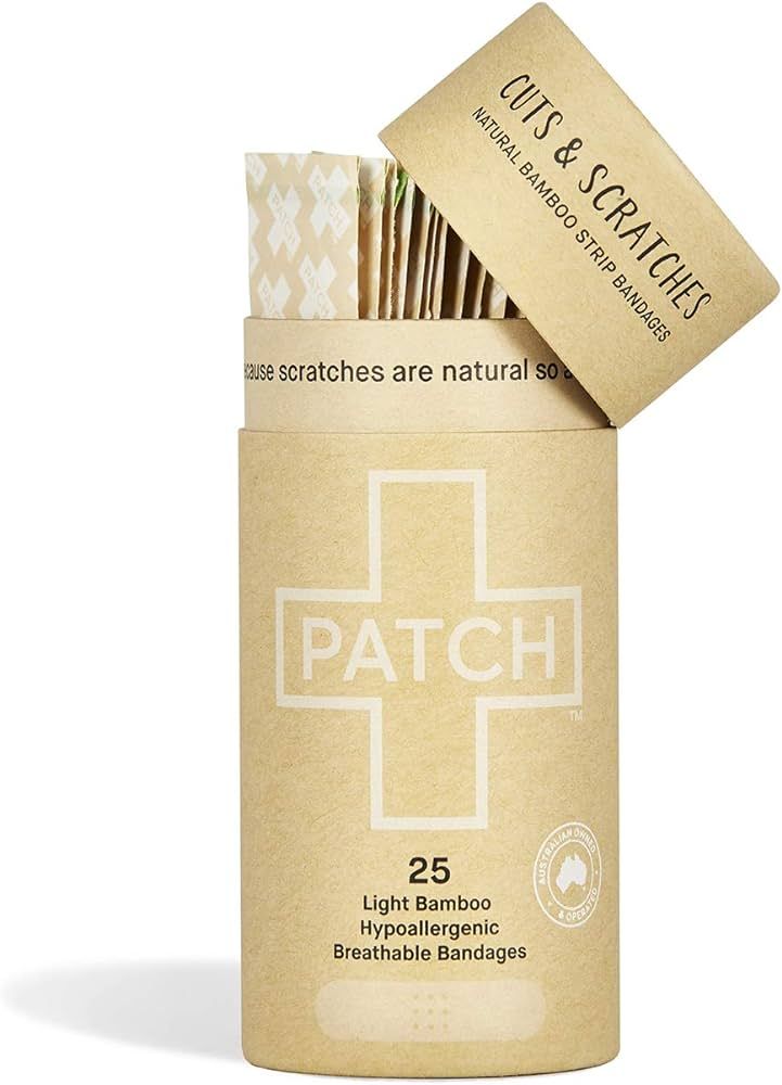 PATCH Eco-Friendly Bamboo Bandages for Cuts & Scratches, Hypoallergenic Wound Care for Sensitive ... | Amazon (US)