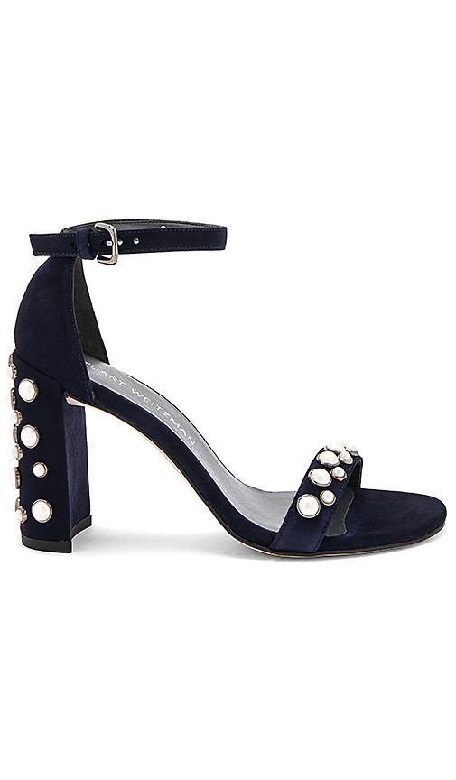 Stuart Weitzman Morepearls Heel in Navy. - size 6 (also in 6.5,7,7.5,8,8.5) | Revolve Clothing