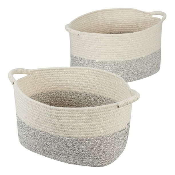 Mainstays Large and Medium Cotton Rope Rectangle Tote Bins, Set of 2 | Walmart (US)