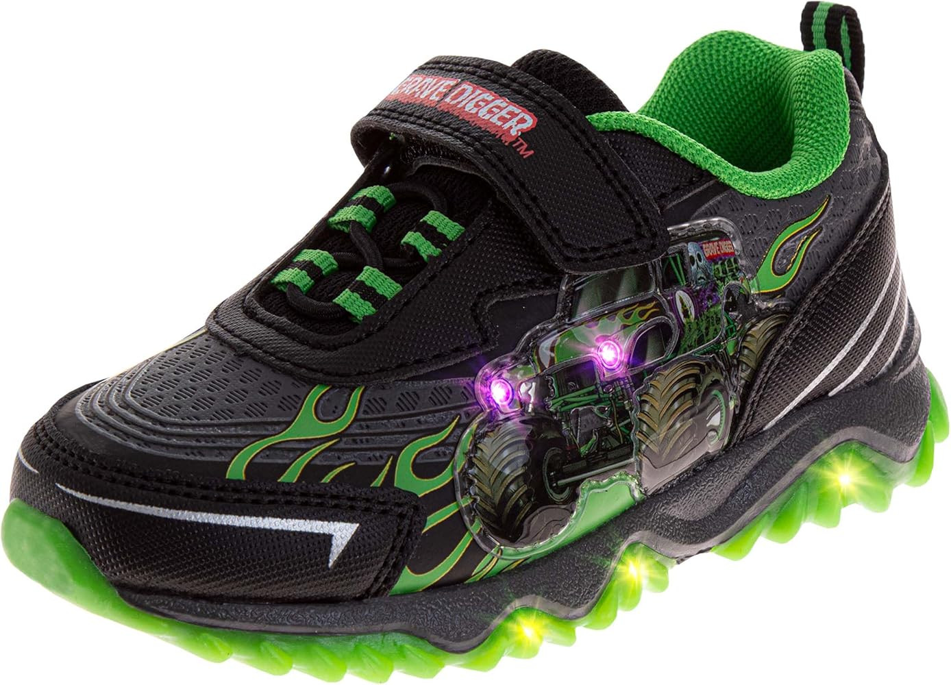 Josmo Kids Monster Jam Grave Digger LED Light Up Shoes Megalodon Monster Truck Shoes for Boys El ... | Amazon (US)