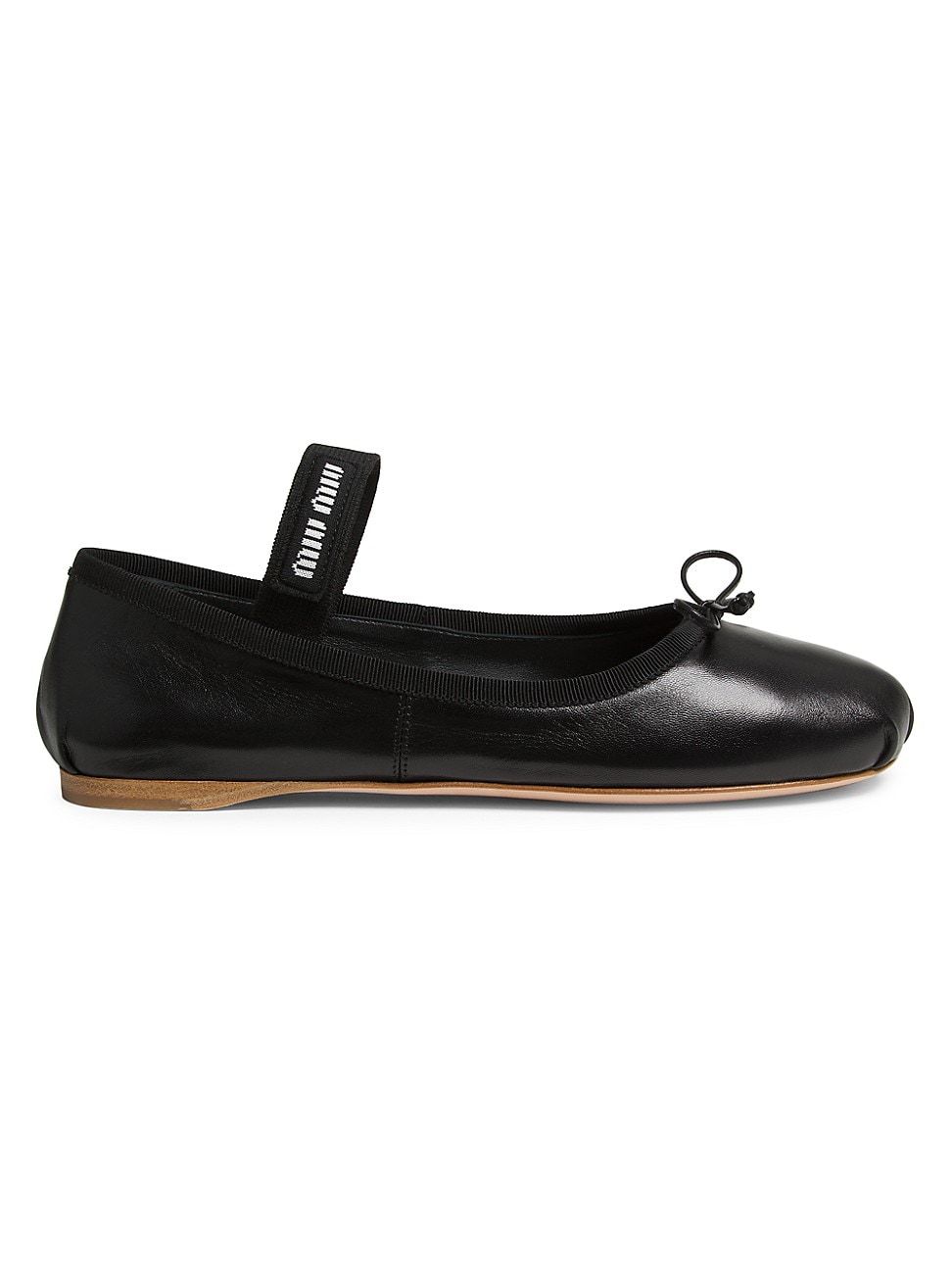 Women's Logo Leather Ballet Flats - Nero - Size 7.5 | Saks Fifth Avenue