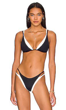 LSPACE Fused Finneas Bikini Top in Black & Cream from Revolve.com | Revolve Clothing (Global)