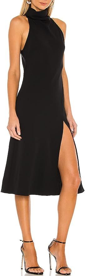 ALENDA DANMOS Women's Halter High Neck Elegant Sleeveless Midi Club Dress High Side Slit Bodycon ... | Amazon (US)