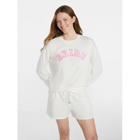 Joyspun Women s French Terry Knit Bridal Long Sleeve Sleep Top  Sizes XS to 3X | Walmart (US)