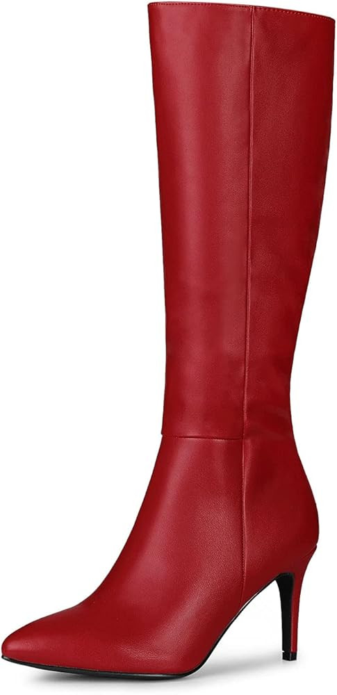 Allegra K Women's Pointed Toe Side Zipper Stiletto Heel Knee High Boots | Amazon (CA)