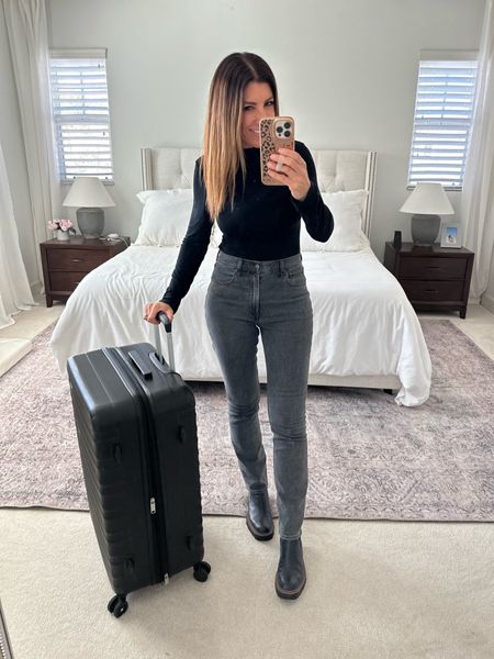 Paris outfit idea 🖤 love the gray and black combo. My jeans are 15% off right now and run tts. Bodysuit and boots are both on major sale and are great winter basics! 

#abercrombie #grayjeans #amazonfashion #salealert #outfitidea #outfits #winteroutfit #nordstrom #chelseaboots #parisstyle #travelstyle 

#LTKsalealert #LTKtravel #LTKfindsunder100