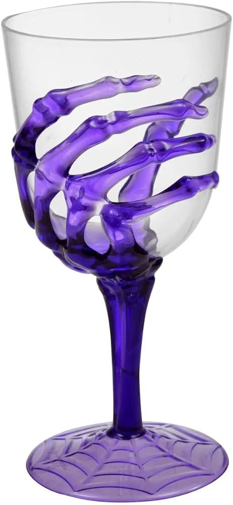 Spooky Skeleton Hand Goblet Set of 2, Purple-Plastic Goblets Party Cups Wine Glasses | Amazon (US)