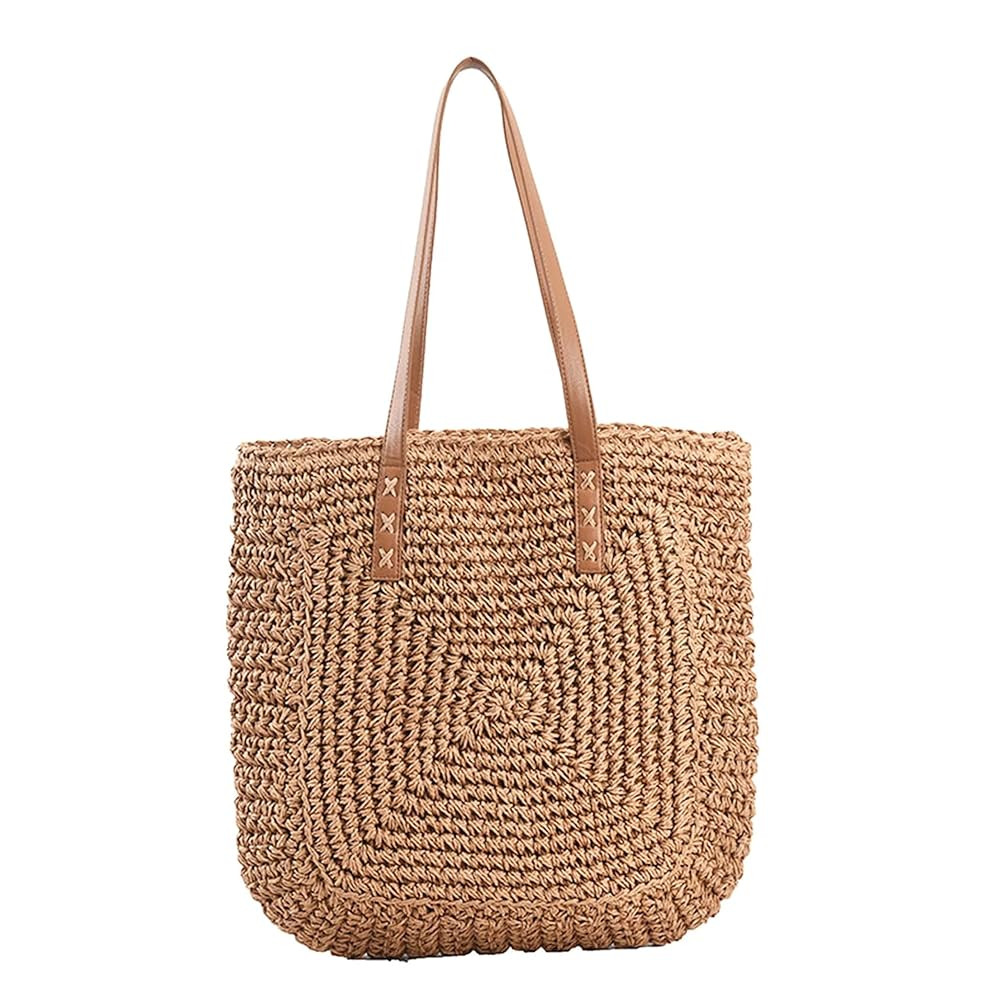 Straw Beach Bags for Women Summer Beach Tote Bag With Zipper Large Soft Woven Straw Shoulder Summ... | Amazon (US)