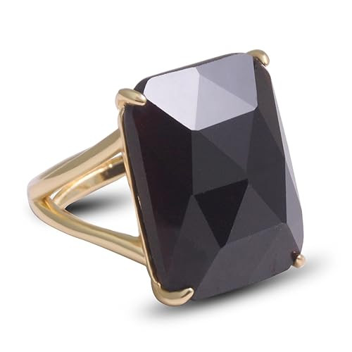 Black Obsidian Ring, Rectangle Black Obsidian Crystal Ring for Women, Handmade Adjustable Gold Cr... | Amazon (US)