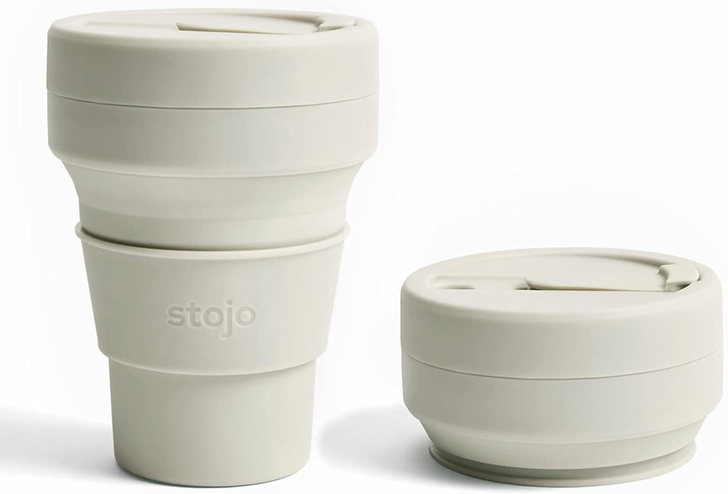 Stojo Collapsible Travel Cup - Oat, 12oz / 355ml - Reusable To-Go Pocket Size Silicone Cup for Ho... | Amazon (US)