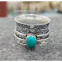 Turquoise Spinner Ring, 925 Sterling Silver, Engagement Handmade Ring For Women, Fidget Anniversary Gift Her | Etsy (US)