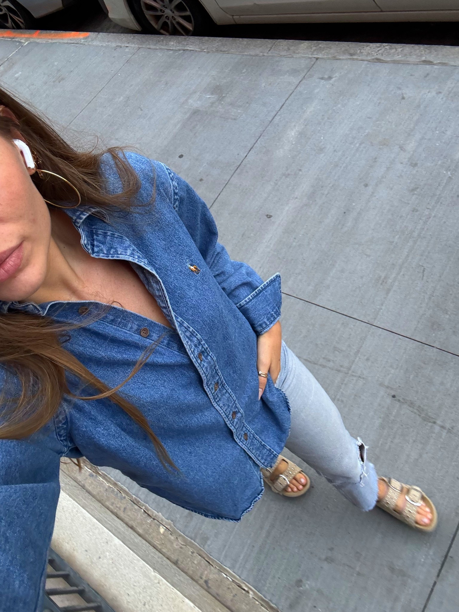 my fave new sandals and they’re on MAJOR SALEEE also I’m loving this denim shirt for fall

#LTKU #LTKSaleAlert #LTKSeasonal
