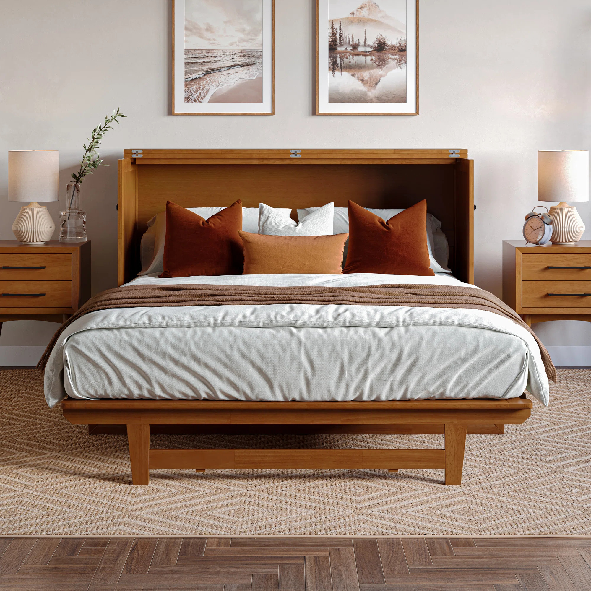 Tucson Wood Murphy Bed Chest with Storage Drawer, Built-in Charging station and Mattress | Wayfair North America