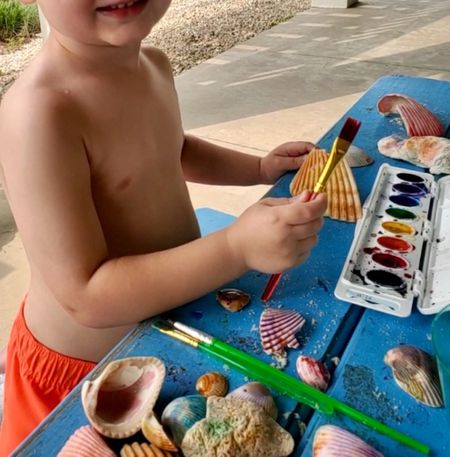 Inexpensive way to occupy a toddler at the beach! My 3 year old loved painting the shells he found  

#LTKsalealert #LTKkids #LTKSeasonal