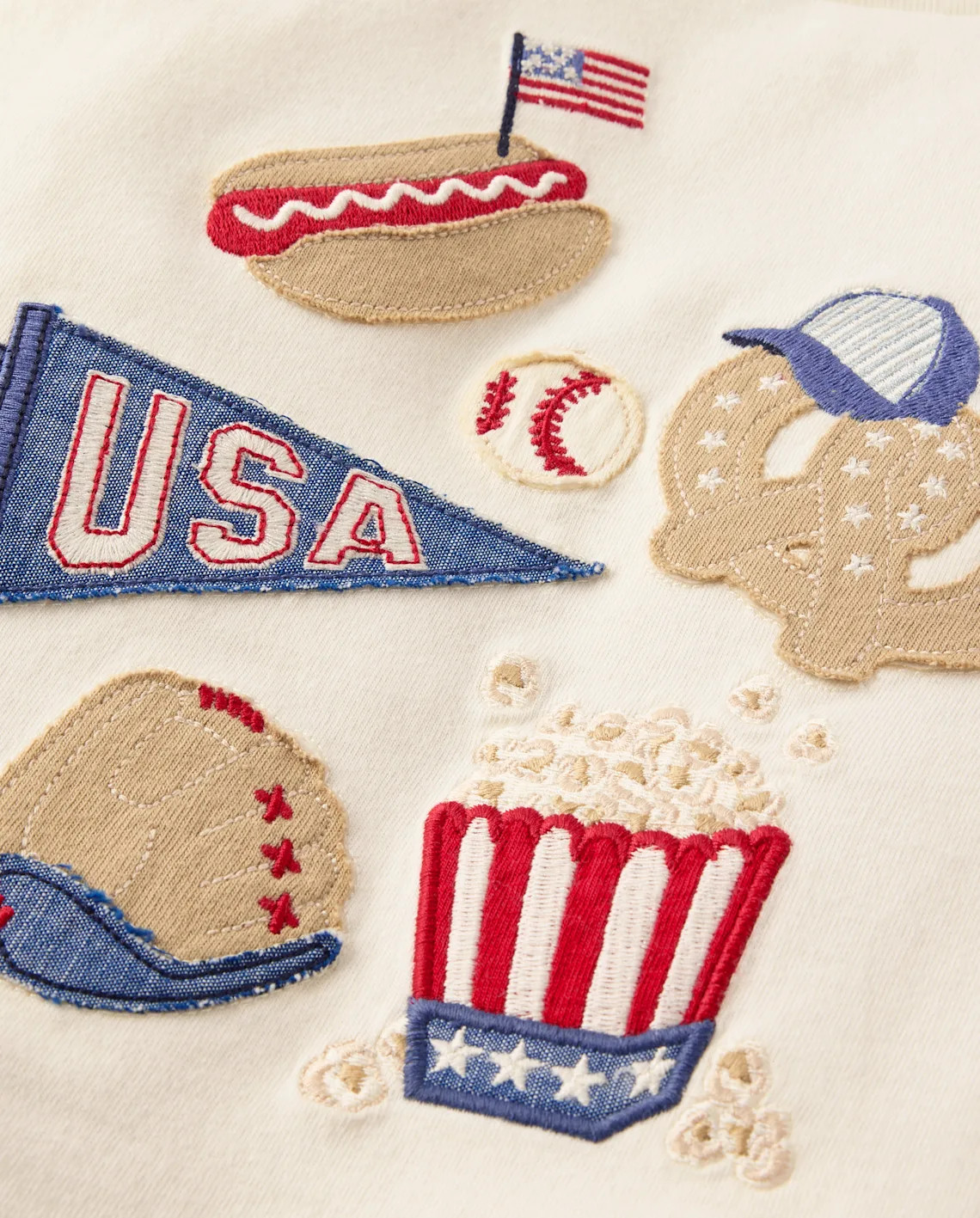 Boys Short Sleeve Embroidered Americana Snacks Top - Nantucket Charm - CREAM | Gymboree | Gymboree