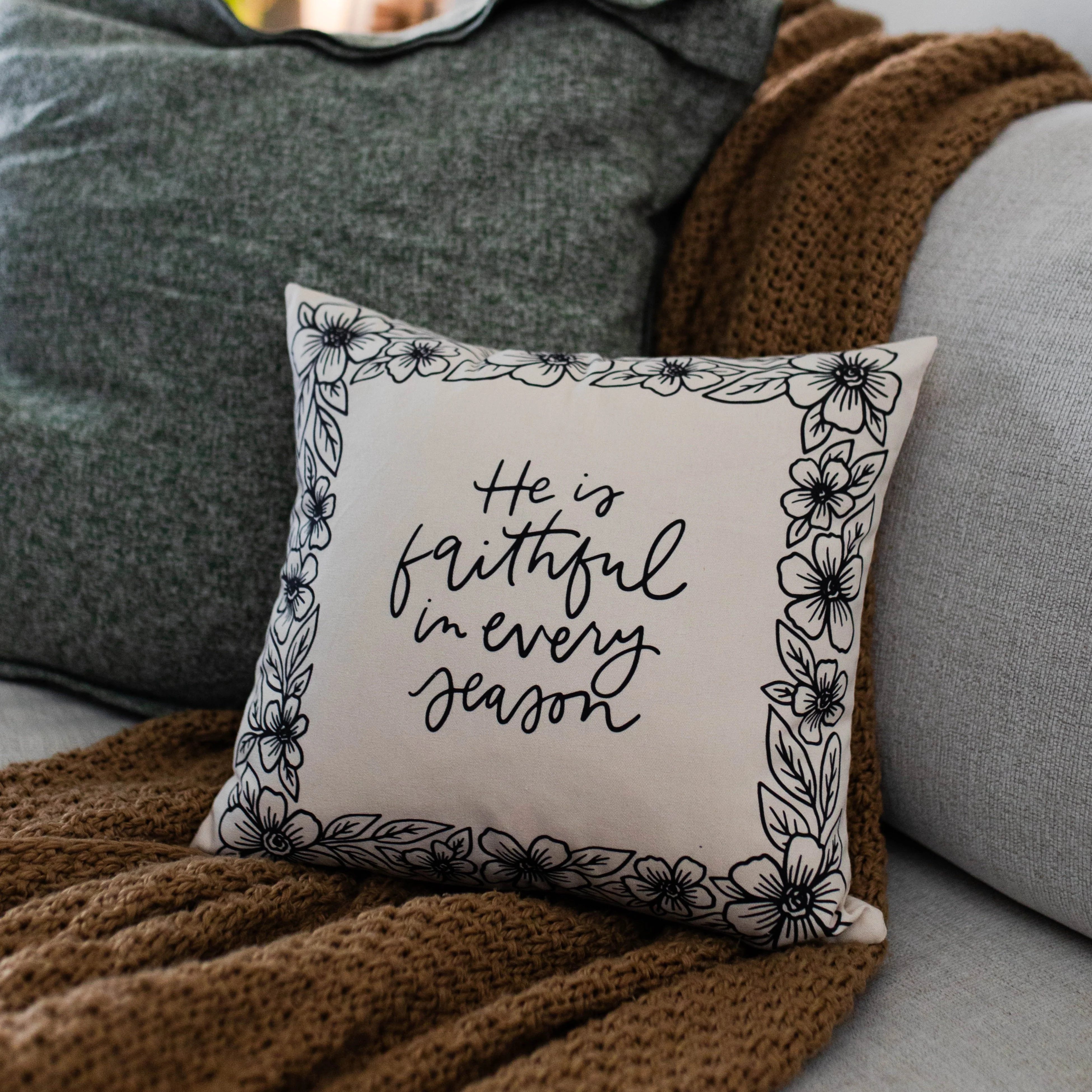 Faithful In Every Season Pillow Cover | The Daily Grace Co.