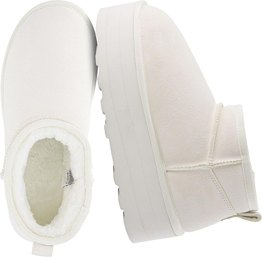 CUSHIONAIRE Hippy Women’s Platform Ankle Boots – Genuine Suede, Faux Fur Lining, Cozy Winter ... | Amazon (US)