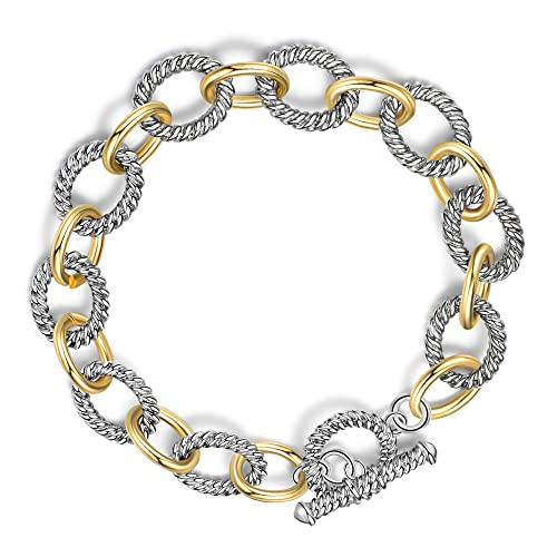 Wire Cable Bracelet for Women Circle Bangle Rolo Chain Link Bracelets Designer Inspire Silver and... | Amazon (US)