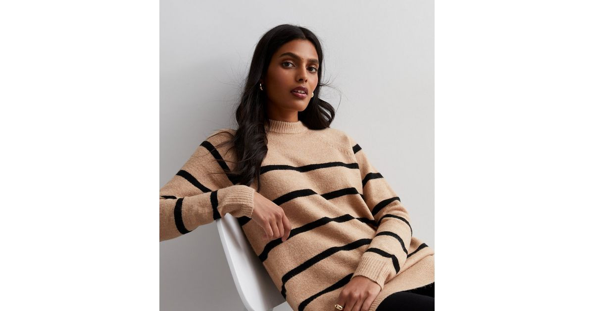 Brown Stripe Knit Long Jumper | New Look | New Look (UK)