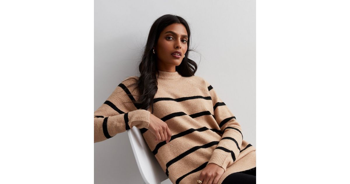 Brown Stripe Knit Long Jumper | New Look | New Look (UK)