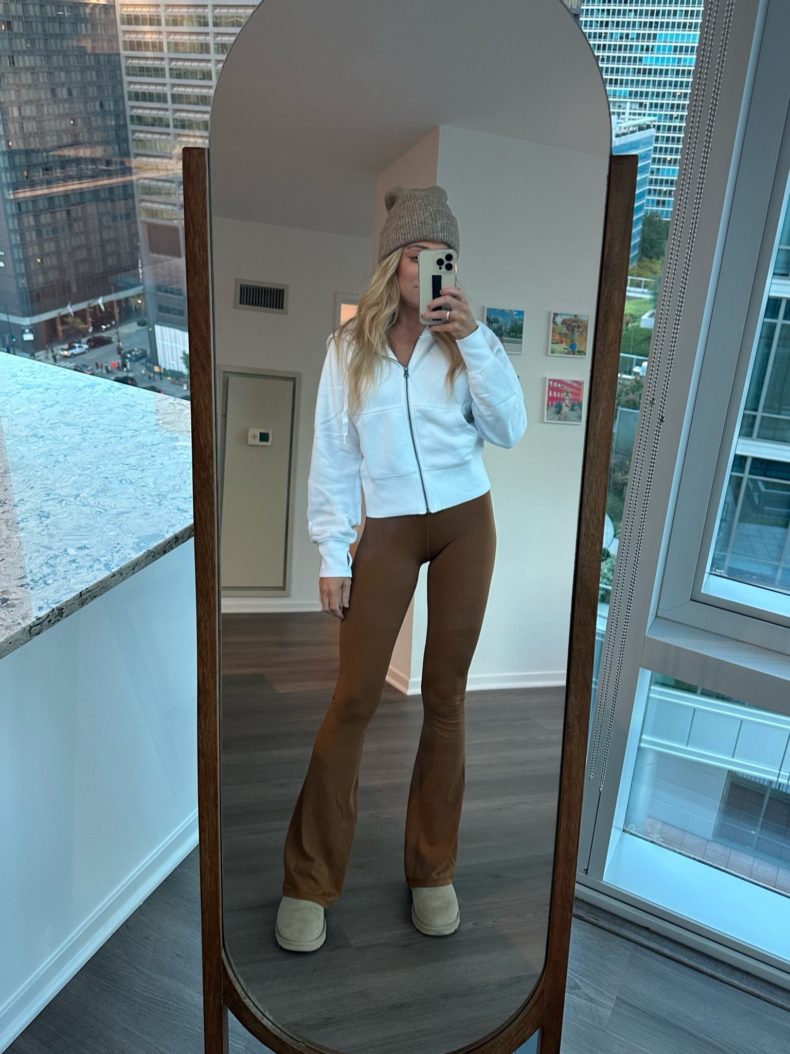 Aerie try on! Fall outfits! Wearing Xs long flare leggings, Xs jacket, beanie 

#LTKSeasonal #LTKsalealert #LTKunder50