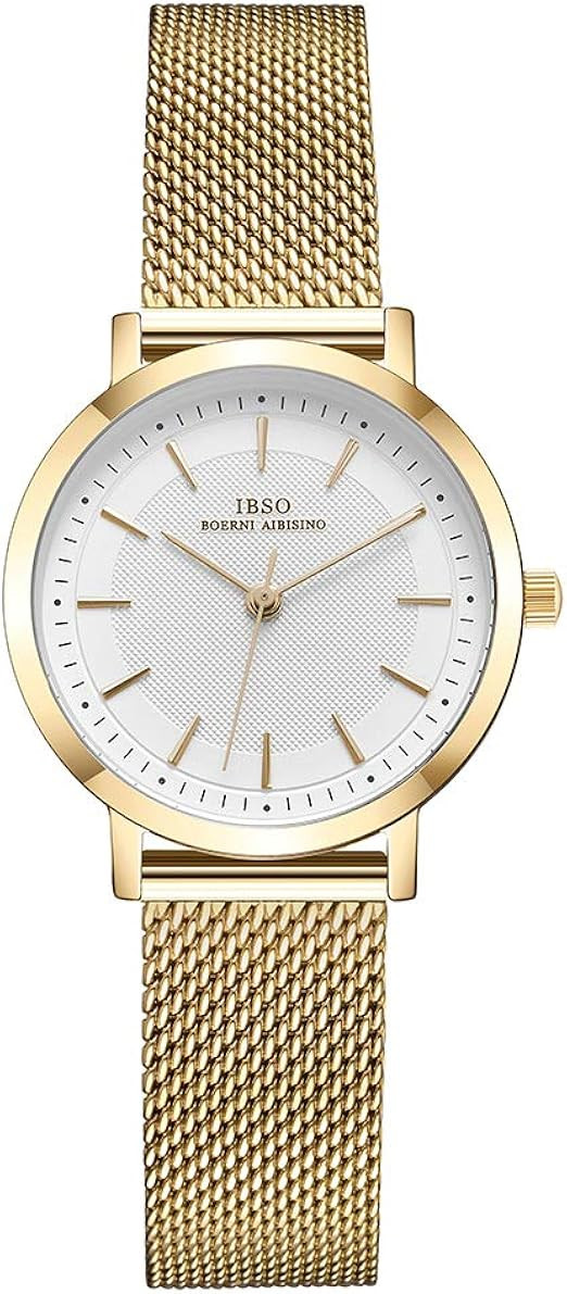 IBSO BOERNI AIBISINO Women Stainless Steel Band Watches Ladies Quartz Wristwatches Waterproof Mes... | Amazon (US)