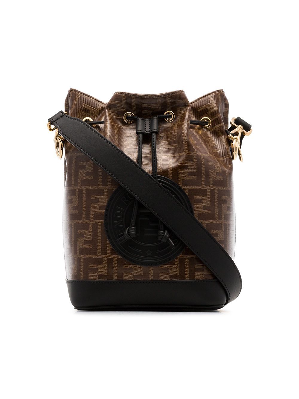 Fendi black and brown mon tresor canvas and leather bucket bag | FarFetch US