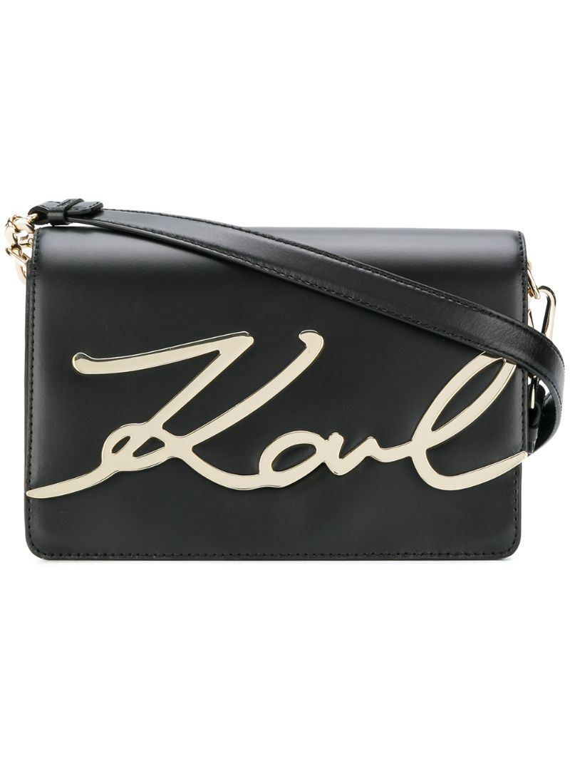 Karl Lagerfeld - Signature shoulder bag - women - Leather - One Size, Black | FarFetch Global