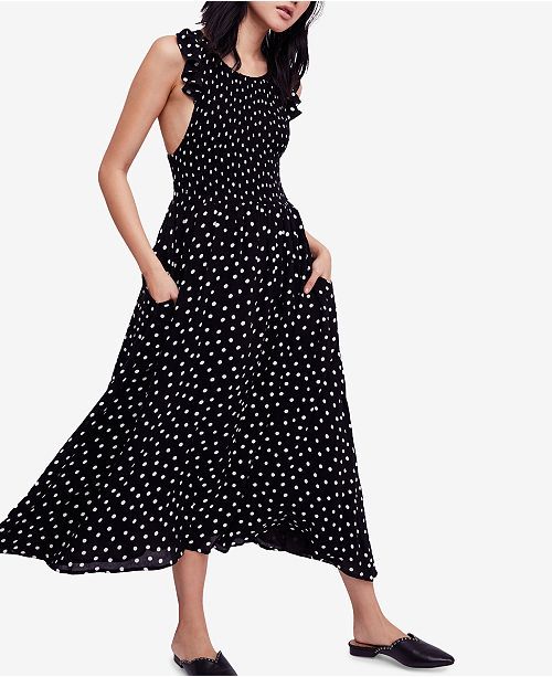 Polka-Dot Cotton Midi Dress | Macys (US)