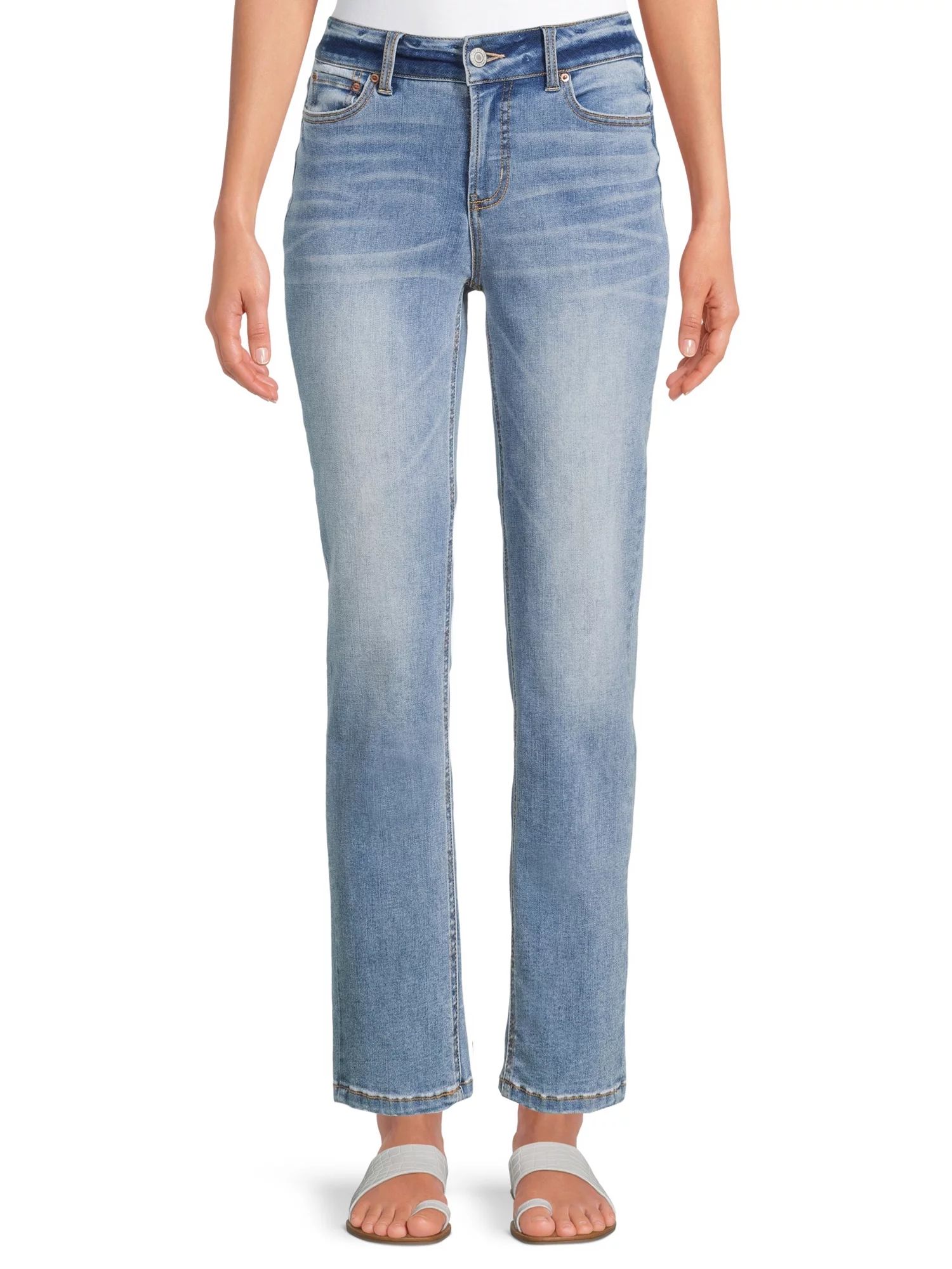 Time and Tru Women’s Mid Rise Straight Jeans, 29" Inseam for Regular, Sizes 2-18 | Walmart (US)