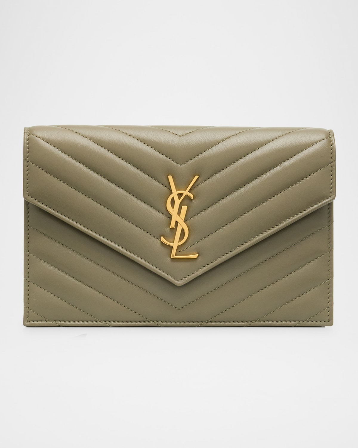 Small YSL Wallet on Chain in Quilted Leather | Neiman Marcus